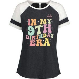 In My 9th Birthday Era Nine Years Old Birthday Gift Enza Ladies Jersey Colorblock Tee