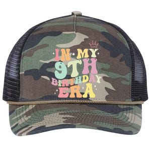 In My 9th Birthday Era Nine Years Old Birthday Gift Retro Rope Trucker Hat Cap