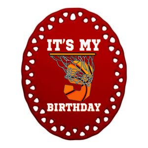 ItS My 9th Birthday Basketball Boy Party 9 Years Old Ceramic Oval Ornament