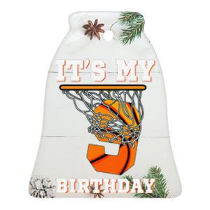 ItS My 9th Birthday Basketball Boy Party 9 Years Old Ceramic Bell Ornament