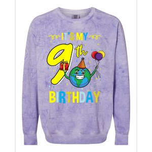 Its My 9th Birthday Earth Day Gift Colorblast Crewneck Sweatshirt