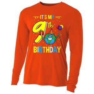 Its My 9th Birthday Earth Day Gift Cooling Performance Long Sleeve Crew