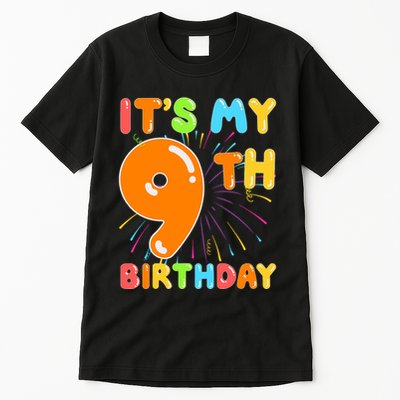 ItS My 9th Birthday 9 Nine Happy Birthday Boy Or Girl Art Tall T-Shirt