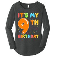 ItS My 9th Birthday 9 Nine Happy Birthday Boy Or Girl Art Women's Perfect Tri Tunic Long Sleeve Shirt