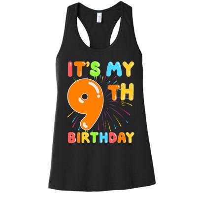 ItS My 9th Birthday 9 Nine Happy Birthday Boy Or Girl Art Women's Racerback Tank