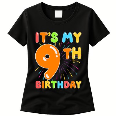 ItS My 9th Birthday 9 Nine Happy Birthday Boy Or Girl Art Womens T-Shirt