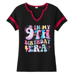 In My 9th Birthday Era Nine Bday 9 Year Old Birthday Girl Ladies Halftime Notch Neck Tee