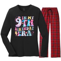 In My 9th Birthday Era Nine Bday 9 Year Old Birthday Girl Women's Long Sleeve Flannel Pajama Set 