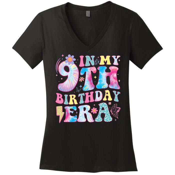 In My 9th Birthday Era Nine Bday 9 Year Old Birthday Girl Women's V-Neck T-Shirt