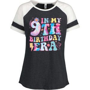 In My 9th Birthday Era Nine Bday 9 Year Old Birthday Girl Enza Ladies Jersey Colorblock Tee