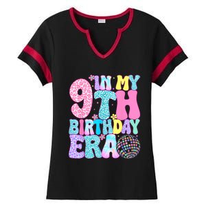 In My 9th Birthday Era Nine Bday 9 Year Old Birthday Girl Ladies Halftime Notch Neck Tee