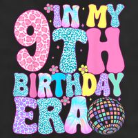 In My 9th Birthday Era Nine Bday 9 Year Old 7 Panel Mesh Trucker Snapback Hat