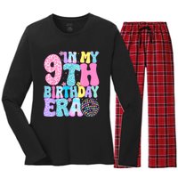 In My 9th Birthday Era Nine Bday 9 Year Old Birthday Girl Women's Long Sleeve Flannel Pajama Set 