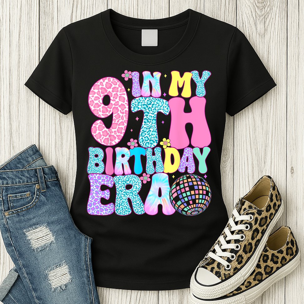 In My 9th Birthday Era Nine Bday 9 Year Old Womens T-Shirt