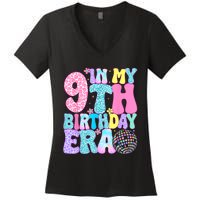 In My 9th Birthday Era Nine Bday 9 Year Old Birthday Girl Women's V-Neck T-Shirt