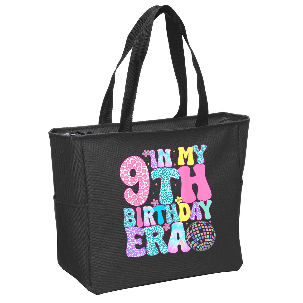 In My 9th Birthday Era Nine Bday 9 Year Old Zip Tote Bag