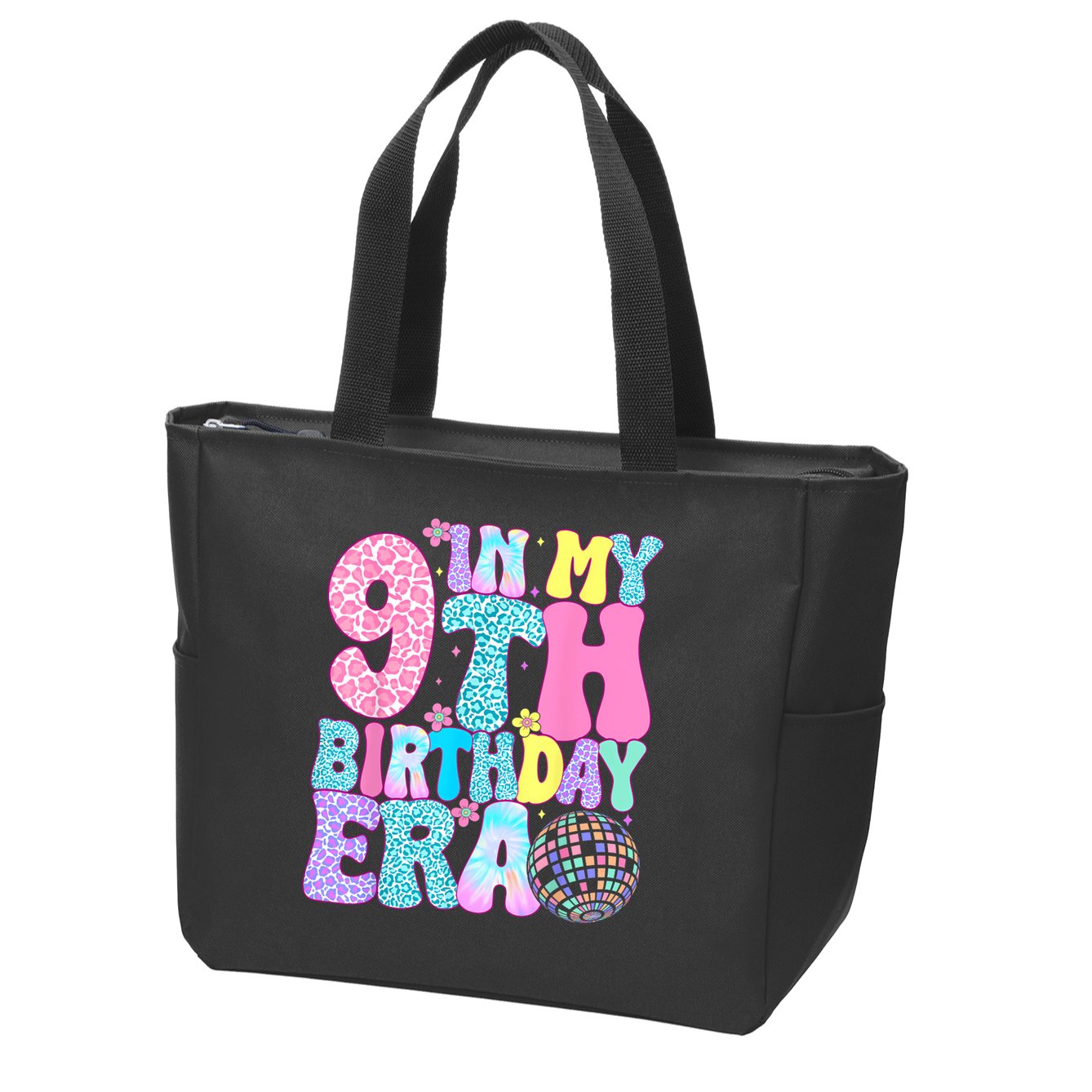 In My 9th Birthday Era Nine Bday 9 Year Old Zip Tote Bag