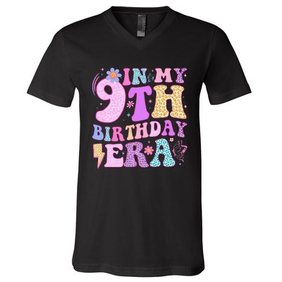 In My 9th Birthday Era Nine Bday 9 Year Old Birthday Girl V-Neck T-Shirt