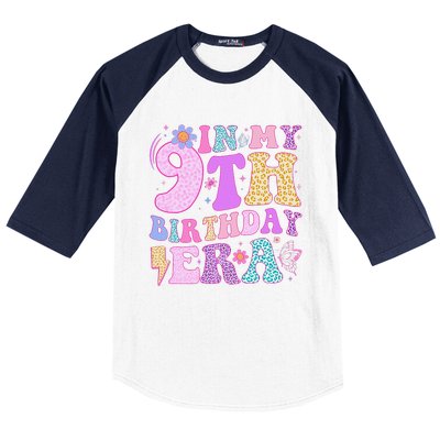 In My 9th Birthday Era Nine Bday 9 Year Old Birthday Girl Baseball Sleeve Shirt