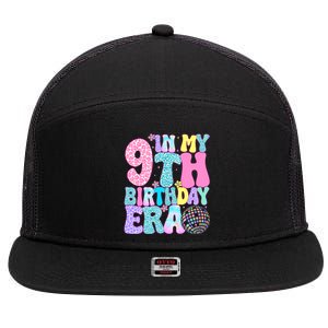 In My 9th Birthday Era Nine Bday 9 Year Old Birthday 7 Panel Mesh Trucker Snapback Hat