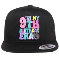 In My 9th Birthday Era Nine Bday 9 Year Old Birthday Flat Bill Trucker Hat