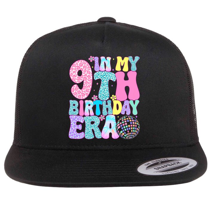 In My 9th Birthday Era Nine Bday 9 Year Old Birthday Flat Bill Trucker Hat