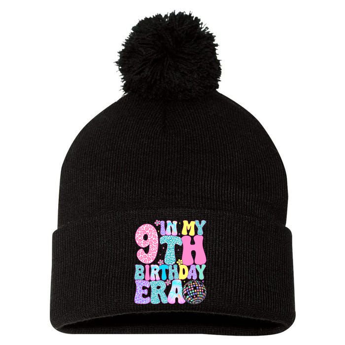 In My 9th Birthday Era Nine Bday 9 Year Old Birthday Pom Pom 12in Knit Beanie