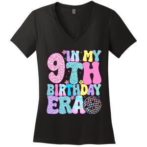 In My 9th Birthday Era Nine Bday 9 Year Old Birthday Women's V-Neck T-Shirt