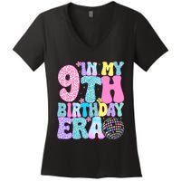 In My 9th Birthday Era Nine Bday 9 Year Old Birthday Women's V-Neck T-Shirt