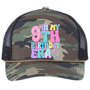 In My 9th Birthday Era Nine Bday 9 Year Old Birthday Retro Rope Trucker Hat Cap