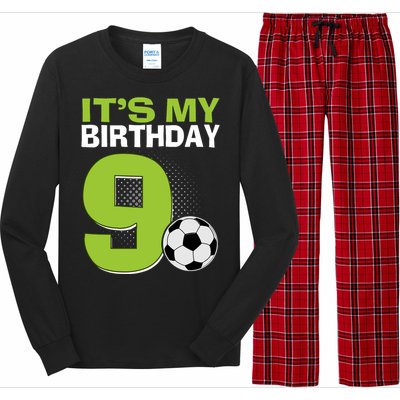 ItS My 9th Birthday Boy Soccer Football 9 Years Old Long Sleeve Pajama Set