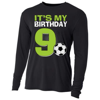 ItS My 9th Birthday Boy Soccer Football 9 Years Old Cooling Performance Long Sleeve Crew