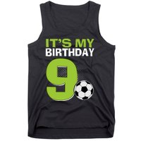 ItS My 9th Birthday Boy Soccer Football 9 Years Old Tank Top