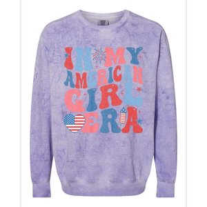 In My American Girl Era Retro 4th Of July Fourth Groovy Colorblast Crewneck Sweatshirt