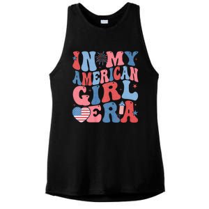 In My American Girl Era Retro 4th Of July Fourth Groovy Ladies PosiCharge Tri-Blend Wicking Tank