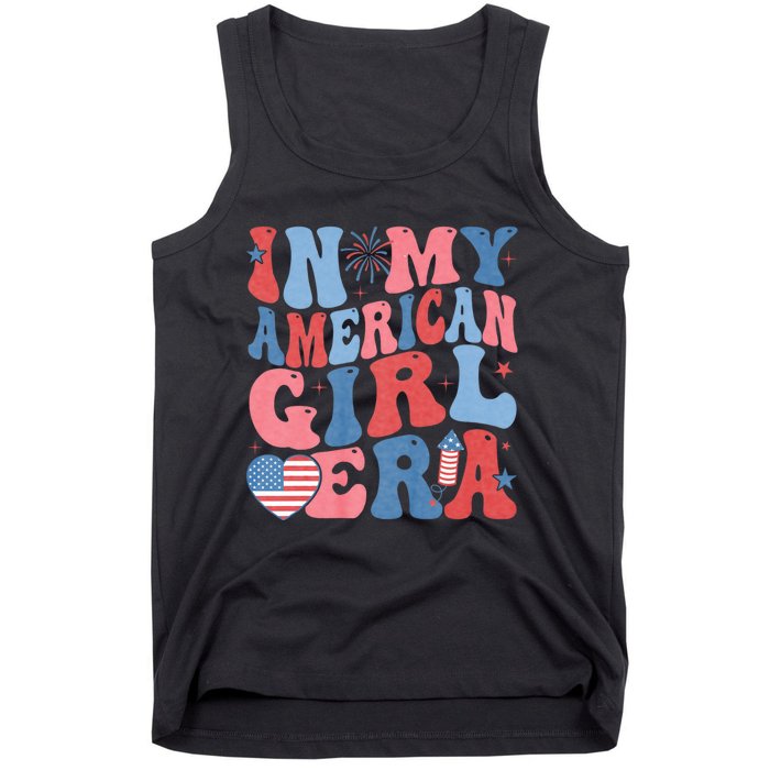 In My American Girl Era Retro 4th Of July Fourth Groovy Tank Top