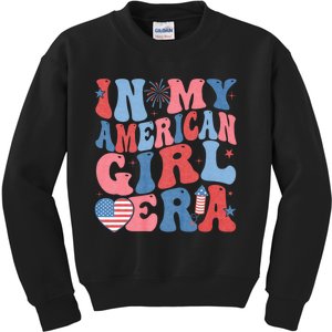 In My American Girl Era Retro 4th Of July Fourth Groovy Kids Sweatshirt