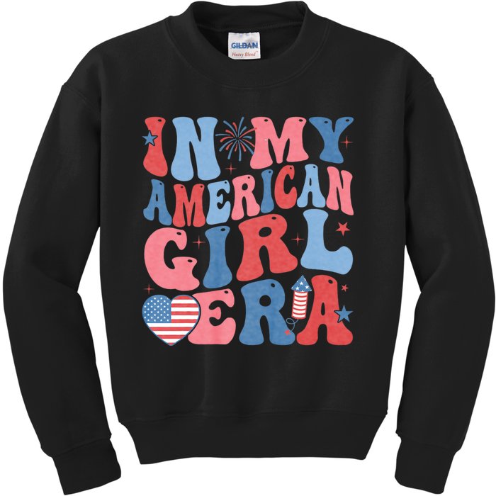 In My American Girl Era Retro 4th Of July Fourth Groovy Kids Sweatshirt