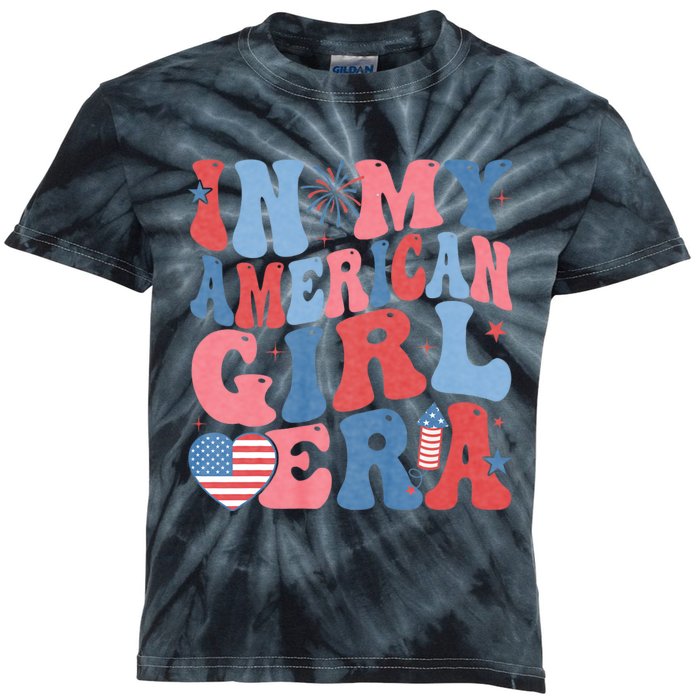 In My American Girl Era Retro 4th Of July Fourth Groovy Kids Tie-Dye T-Shirt