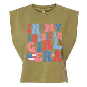 In My American Girl Era Retro 4th Of July Fourth Groovy Garment-Dyed Women's Muscle Tee