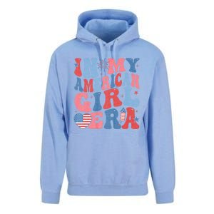 In My American Girl Era Retro 4th Of July Fourth Groovy Unisex Surf Hoodie