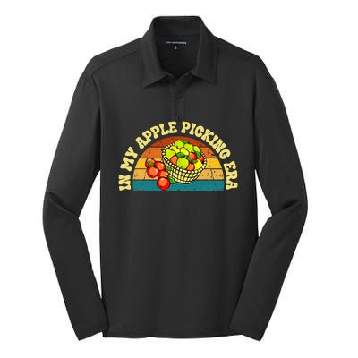 In My Apple Picking Era Apples Harvest Orchard Family Trip Silk Touch Performance Long Sleeve Polo