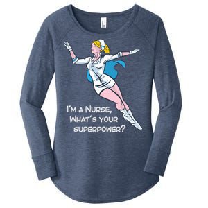 I ‘M A Nurse What’s Your Superpower? Cool Funny Nurse Saying Cute Gift Women's Perfect Tri Tunic Long Sleeve Shirt