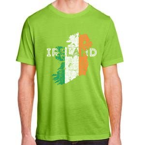 Irish Map And Flag Souvenir Gift Distressed Ireland Cool Gift Adult ChromaSoft Performance T-Shirt