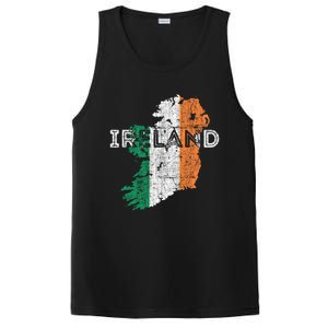 Irish Map And Flag Souvenir Gift Distressed Ireland Cool Gift PosiCharge Competitor Tank