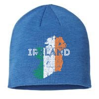 Irish Map And Flag Souvenir Gift Distressed Ireland Cool Gift Sustainable Beanie