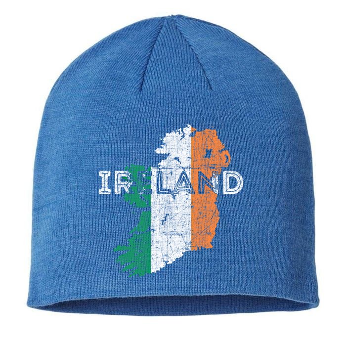 Irish Map And Flag Souvenir Gift Distressed Ireland Cool Gift Sustainable Beanie