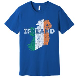 Irish Map And Flag Souvenir Gift Distressed Ireland Cool Gift Premium T-Shirt