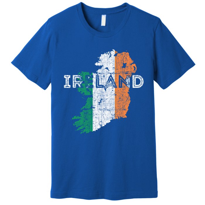 Irish Map And Flag Souvenir Gift Distressed Ireland Cool Gift Premium T-Shirt