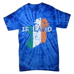 Irish Map And Flag Souvenir Gift Distressed Ireland Cool Gift Tie-Dye T-Shirt